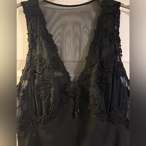 Vintage Black Beaded Nightgown Medium